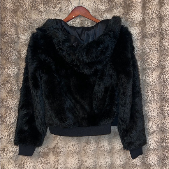 adidas Black Faux Fur Varsity Jacket - Picture 5 of 6